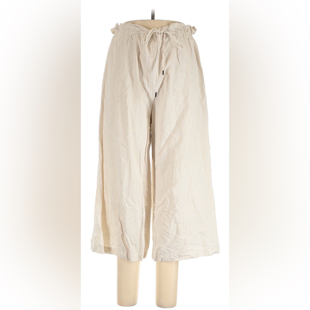 June & Hudson Linen Blend Pants Women Med Brunch Beach Travel Resort Lightweight
